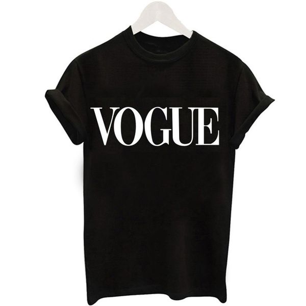 

black white new fashion spring summer women's vogue printing short sleeve t shirt crew neck cotton t-shirt ladies