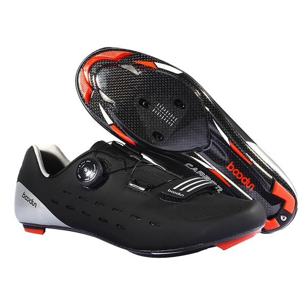 

road cycling shoe ultralight carbon fiber road bike athletic riding shoes breathable auto-lock bike bicycle shoes, Black