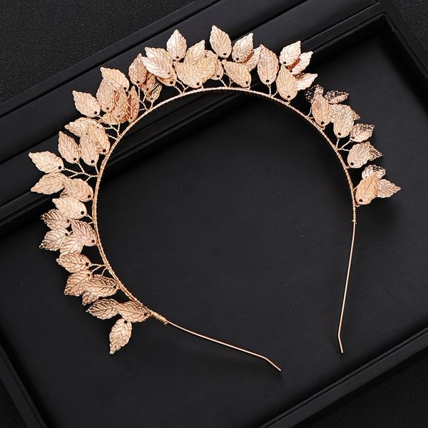 

trendy wedding hair accessories handmade leaf gold headband bride headpiece ladies prom hair party jewelry wedding tiara gift, Golden;white