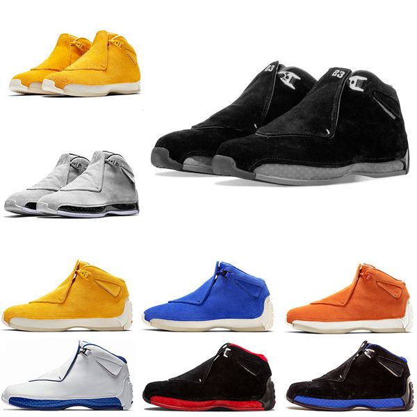 

original box blue yellow orange suede 18s basketball athletic shoes defining moments mens toro red 18 xviii cool grey sports sneaker 41-47, White;red