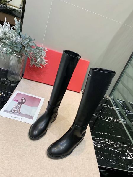 

2023 autumn winter fashion lady calfskin high boots 35-40 133123, Black