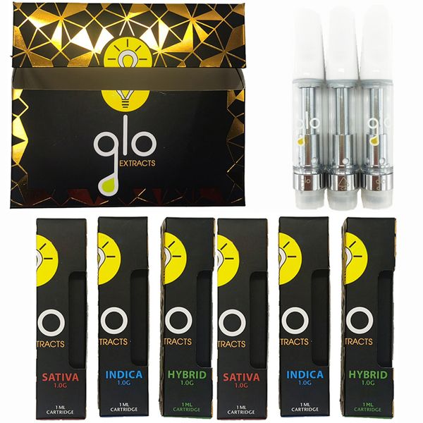 

GLO Vape Картриджи Экстракты 1мл 0,8 мл картриджи Vape Танки 510 Тележки темы Керамические Coil 2.0mm густое масло Слейте Форсунка Vapor