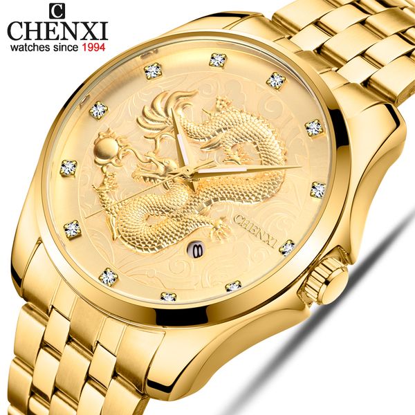 

2019 new chenxi watches men brand fashion watch men's quartz watch male relogio masculino mens casual wristwatch gold clock, Slivery;brown
