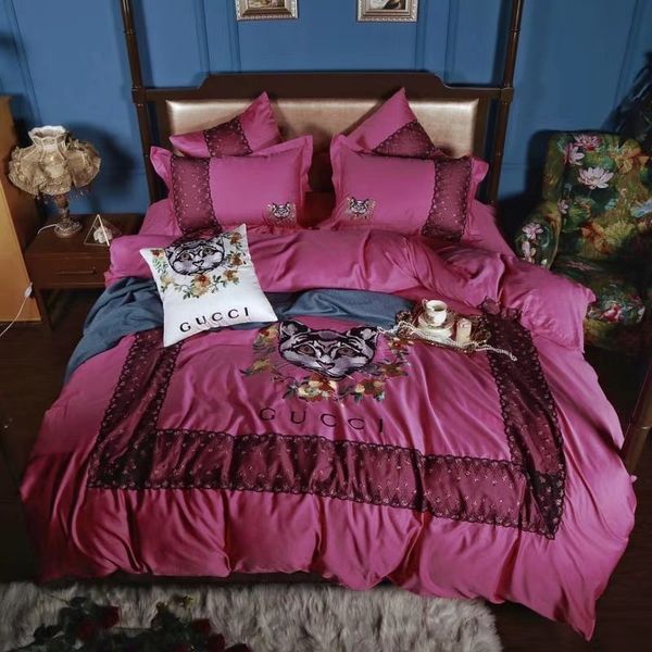 Tiger Head Embroidery Bedding Girl Room Cute Cat Home Textiles