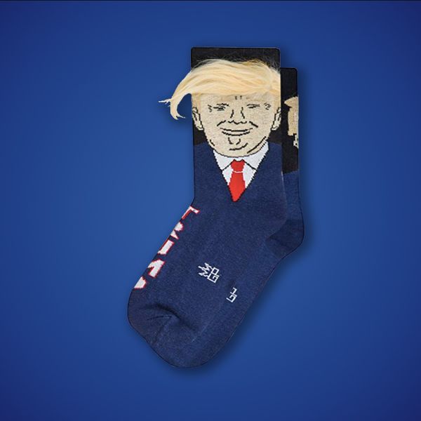 

trump socks funny print casual crew socks 3d fake hair skateboard homme hip hop art