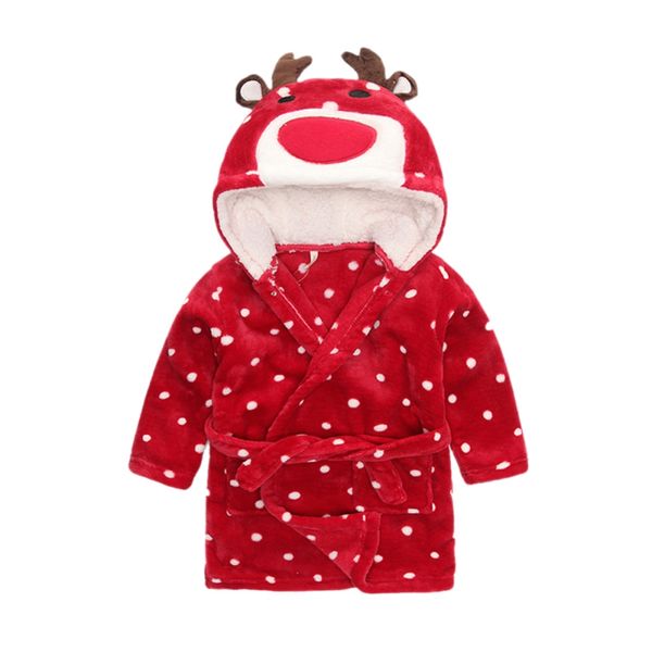 

1pc children boy and girl bath hooded bathrobes cartoon animal homedress robes cute pajamas, Blue;red