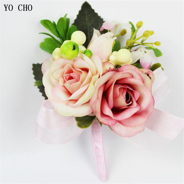 

yo cho woman wrist corsage rose flower decorative berries man boutonniere dress accessories for wedding party business