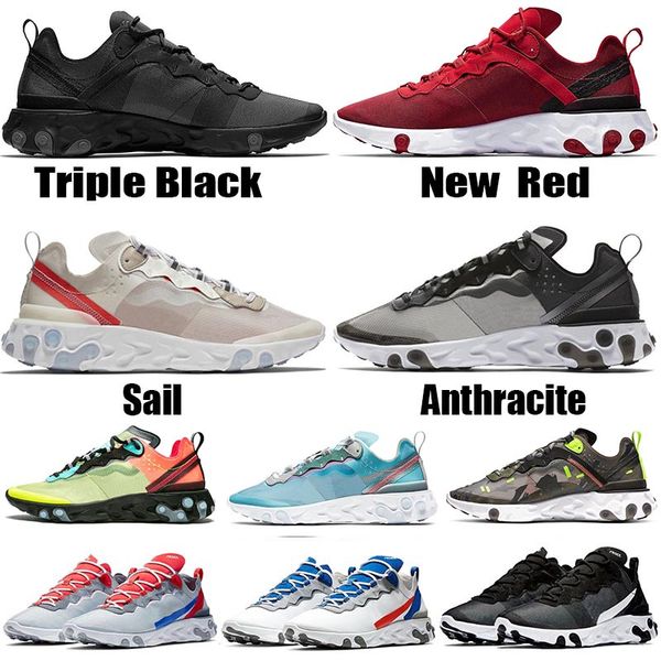 

new quality react element 55 87 undercover mens running shoes triple black white red sail anthracite designer sneakers womens sports shoes