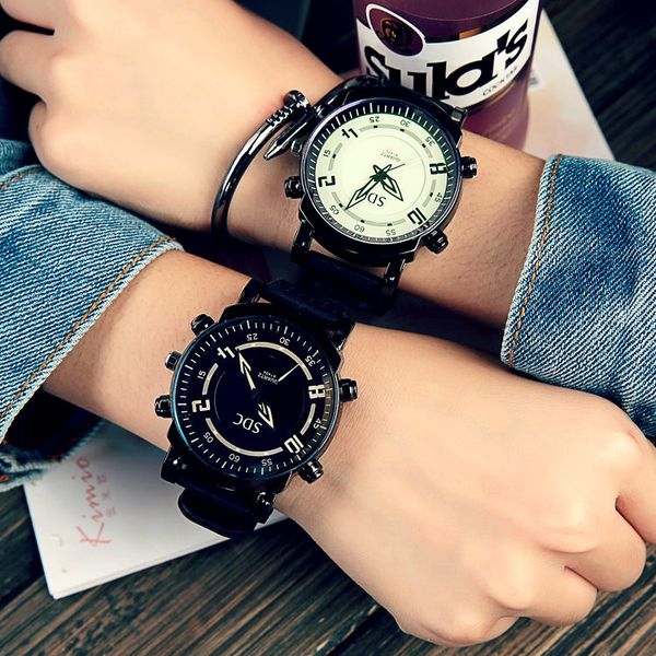 

2017 new brand watch men black white couple watches fashion men women silicone couple watch dress clock gift qw078, Slivery;brown