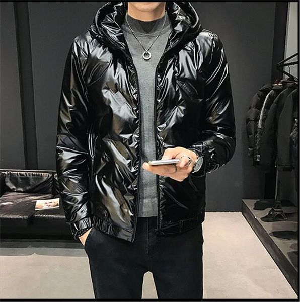 

winter men's british style leisure down jacket youth trend pure color trim coat men's fashion versatile comfortable down jacket, Black
