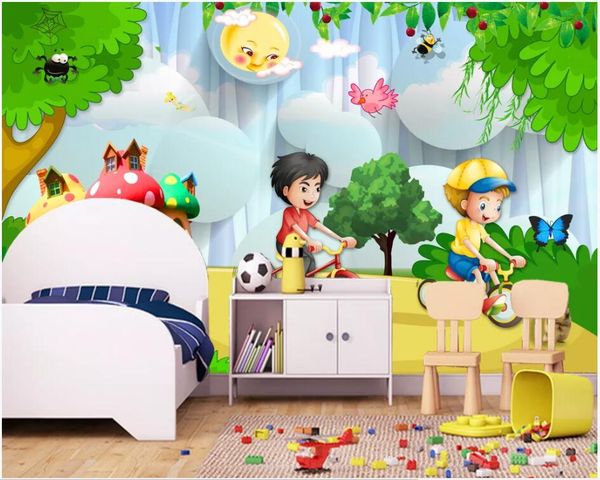 

3d wallpaper custom p bike ride in beautiful cartoon playground home decor living room 3d wall murals wallpaper for walls 3 d