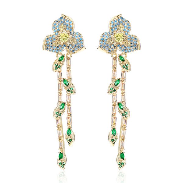 

xiumeiyizu jewelry 58mm long drop earrings full micro pave cubic zirconia earring party jewellery, Silver
