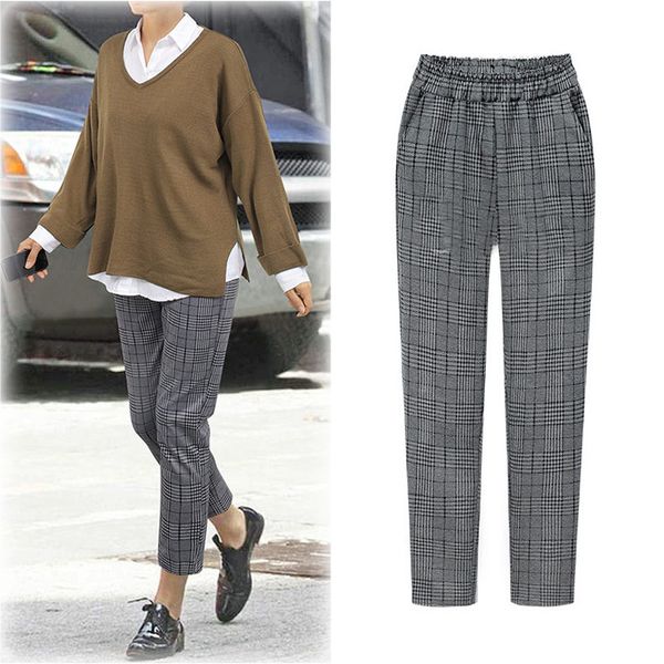 

осень 2019 года будет кодировать костюм-платье толстая младшая сестра досуг девять частей универсальный плед связанный ноги брюки d074, Black;white