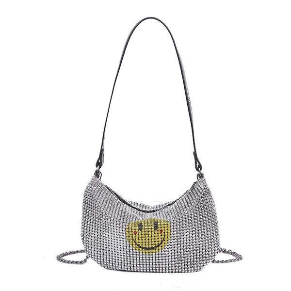 

iris bobs diamond-studded flash diamond smiling face space cotton notebook shoulder slanting chain women's bagy popular small bag