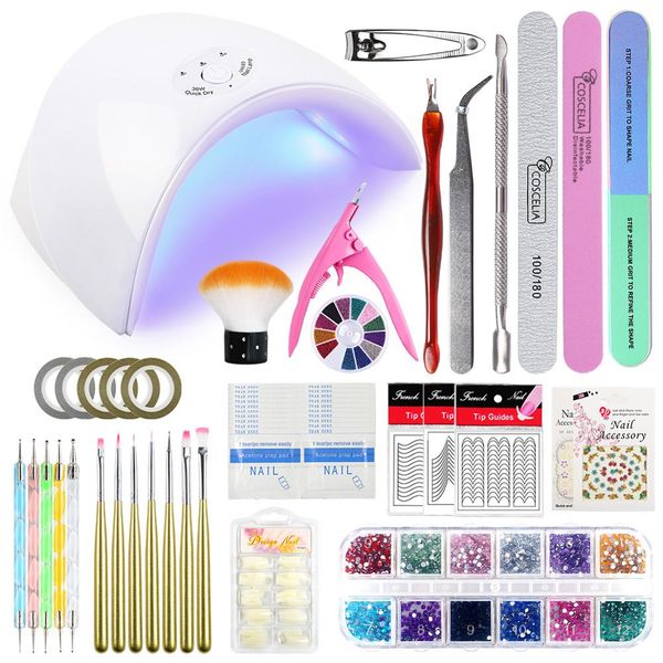 

36w uv led lamp for nail no gel polish kit full manicure set gel polish nail art kit timer dryer tools for manicure