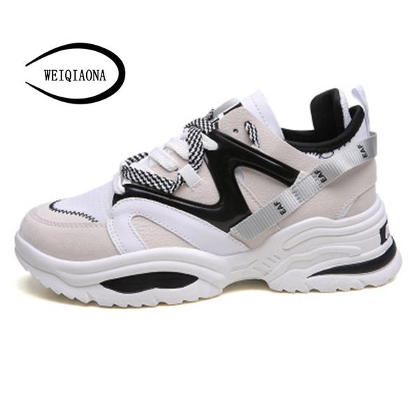 

weiqiaona new women's shoes couple shoes fashion high flats platform sneaker hip hop party school, Black