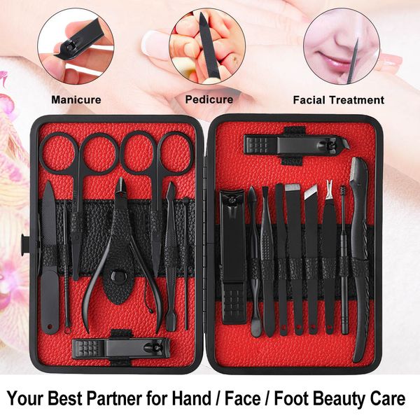 

7/18pcs manicure set nail kit nail art tools all for manicure sets pedicure care with pusher ingrown file polish tweezer