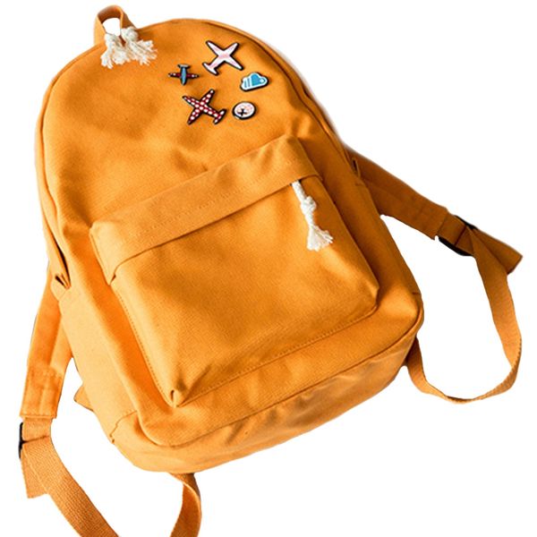 

korean version of the plane backpack campus solid color cute casual canvas student bag travel bag backpack