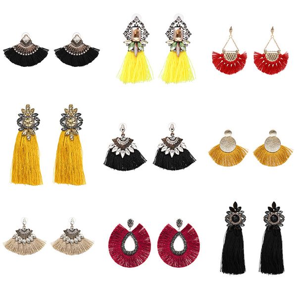 

fashionsnoops 2020 tassel earrings female statement jewelry women long vintage statement bohemian drop earrings, Silver