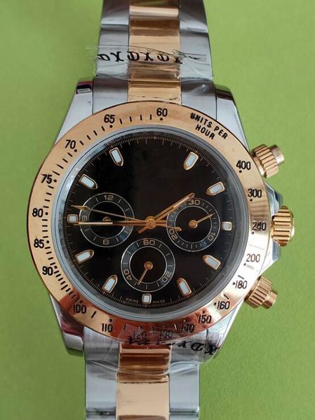 

7 colorluxury 40 mm watch withfolding buckle chronograph two-tone 116503 movement stainless steel bracelet men's sports automat, Slivery;brown