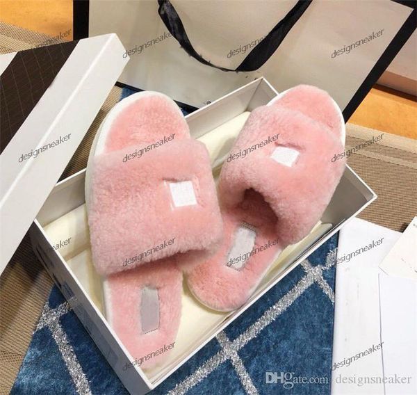 

women furry slippers australia fluff yeah slide designer casual shoes fashion luxury designer women sandals fur slides slippers, Black