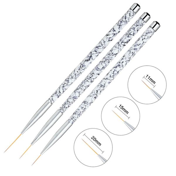 

3pcs\set manicure nail art tools professional nail liner brush painting pen 3d diy drawing pen brush for nails dotting tools, Silver