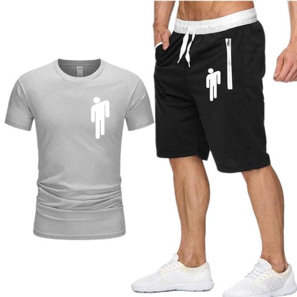 

tracksuit men sets t-shirt+shorts mens jogging suit casual sportswear male fashion 2 piece set, Gray
