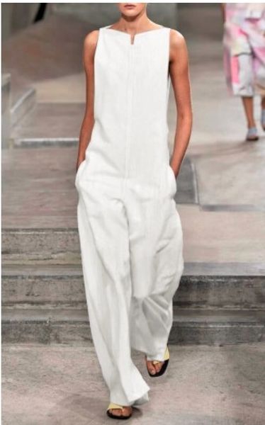 

women off shoulder jumpsuit summer new sling white rompe jumpsuit casual wide leg beach overalls pockets, Black;white