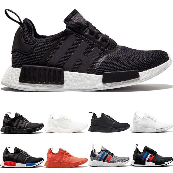 

r1 primeknit кроссовки мужчины женщины тройной черный белый og классический tri-color gray oreo япония красный спорт кроссовки размер 5-11 d, White;red