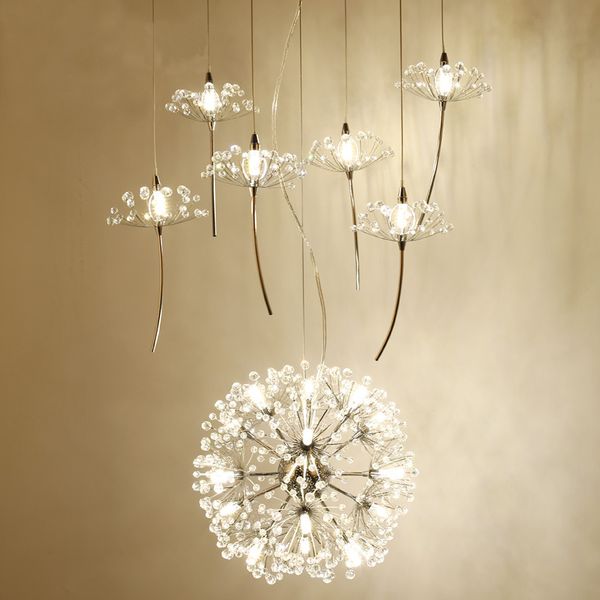 Lâmpadas Pingente Europa Cristal Chandelier Loja Restaurante Livingroom G4 LED Iluminação Escadas DropLight American Flor Flor