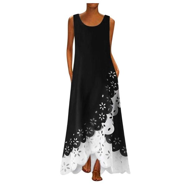 

plus size summer party dress vintage sleeveless women long dresses woman party night ladies dress vestidos 2020 mujer, Black;gray