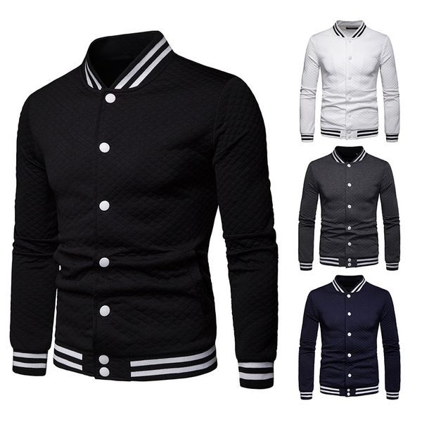 

men's jackets european version of the men diamond lattice baseball jacket j01, Black;brown