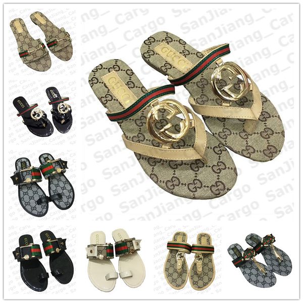 

g letter designer slippers women luxury sandals classic flat bottom flip flops ladies beach shoes brand slipper plus size 35-42 e31308