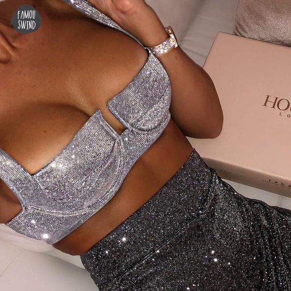 

2019 shining lurex tanks back zipper bustier camisole female push up vest mujer stylish party night club tube, White