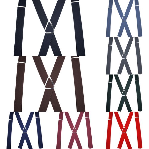 

4 clip shoulder strap shoulder strap x-type black men's straps monochrome elastic straps iron triangle spots, Black;white