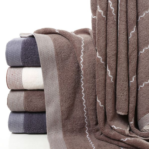 

100% cotton plain 32 yarns wave pattern bath towel 70*140cm beach towel
