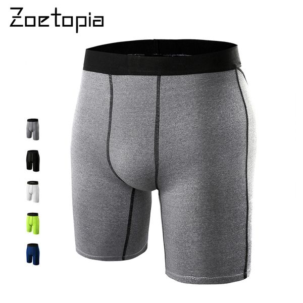 

men breathable quick dry underwear tights gym fitness running boxers football soccer skinny sport training basketball shorts, Black;blue