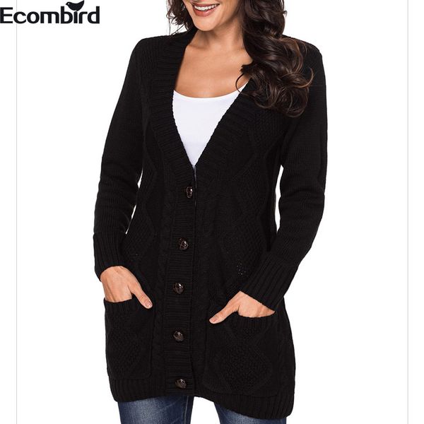 

women v-neck pull femme hiver 2018 streetwear long sleeve knitted cardigan double breasted women sweaters female coat, White;black