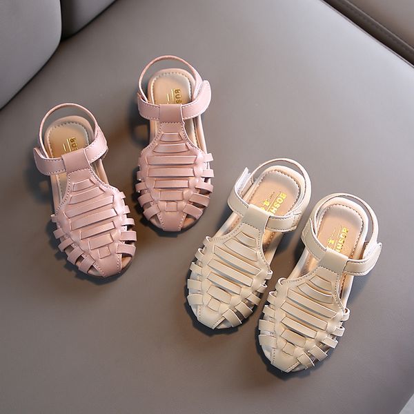 

летние искусственные кожаные сандалии девушки пляжная обувь мягкие сандалии принцессы дети плетение уличная обувь повседневные детские санда, Black;red