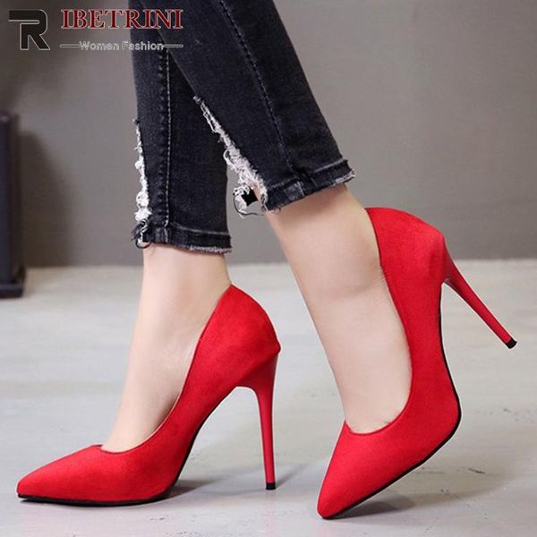 

ribetrini ladies pointed toe office shoes woman spring super high thin heels pumps women elegant shallow pumps, Black