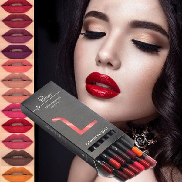 

12pcs/set professional waterproof pencil lipstick set pen matte lip liner long lasting eyes liner makeup cosmetic tools