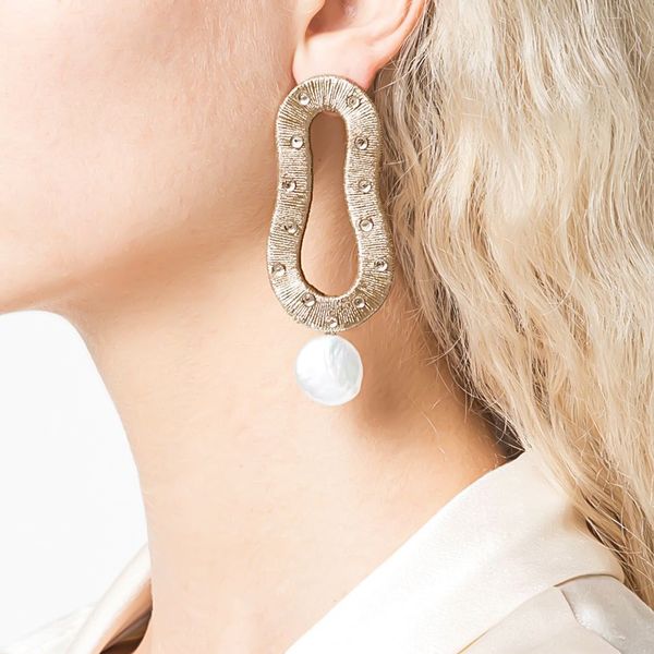 

yhpup personality big acrylic dangle earrings handmade jewelry temperament statement earrings for female party christmas gift, Silver