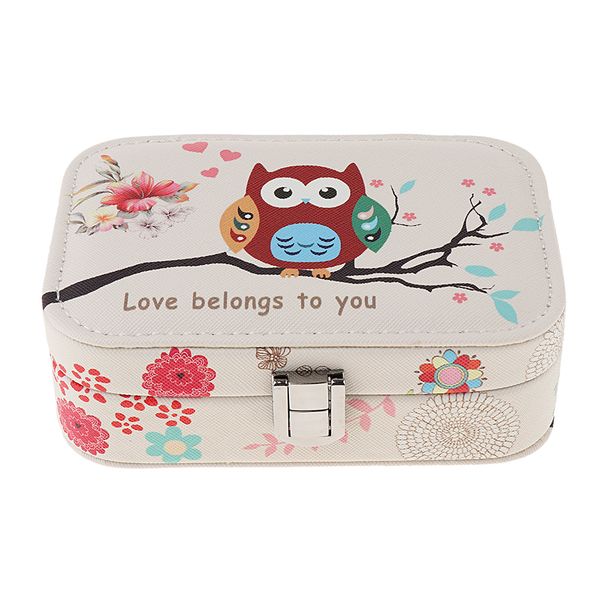 

small faux leather travel jewelry box ring organizer display storage case, Pink;blue