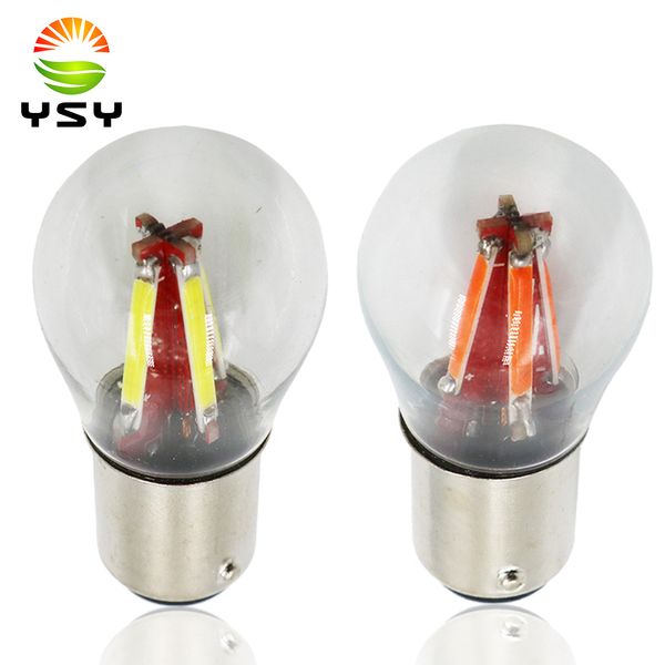 

ysy 100x new p21w led ba15s 1156 led filament chip car light s25 auto vehicle reverse turning signal bulb lamp drl white 12/24v