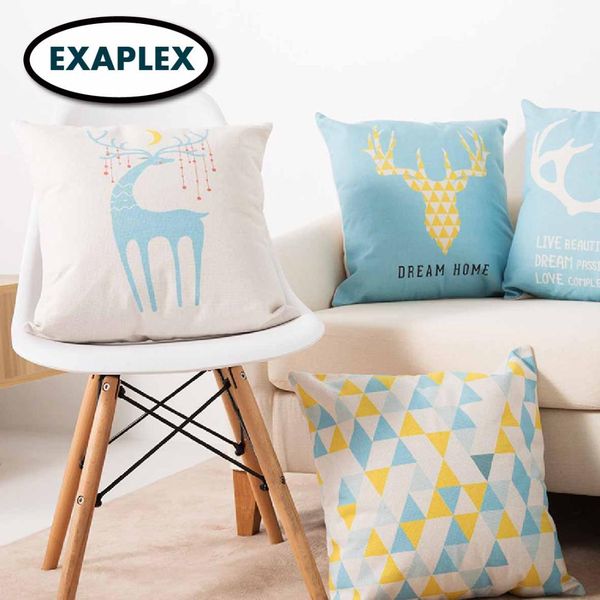 

cushion 45*45 two side printed soft cotton linen blend cartoon stripes tropical plants european style pastora