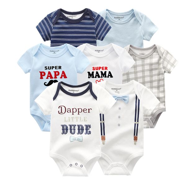 

7 pcs/lot newborn baby rompers soft cotton baby jumpsuit boy girl clothes, Blue