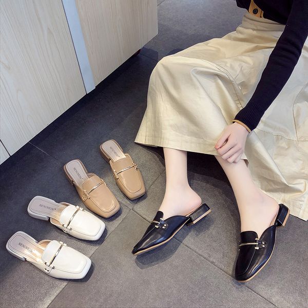 

slip-on loafer med wedge flock outdoor allmatch fashion slides slipper closed toe flat women wedges mules narrow band creeper, Black