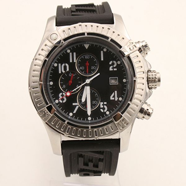 

brand br classic mens watch super avenger ii 1884 quartz movement chronograph male rubber strap luxury men watches a133711 wristwatch, Slivery;brown