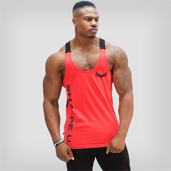 

2019 bodybuilding tank gym running vest men sleeveless sport tshirt stringer training undershirt fitness running shirt, Black;blue