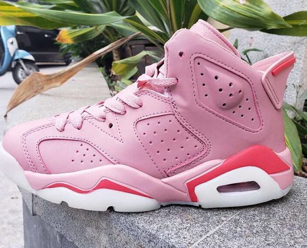 

с коробкой 6 vi розовый белый низкий гс баскетбол обувь женщины спортивные кроссовки кроссовки размер 5,5-8,5
